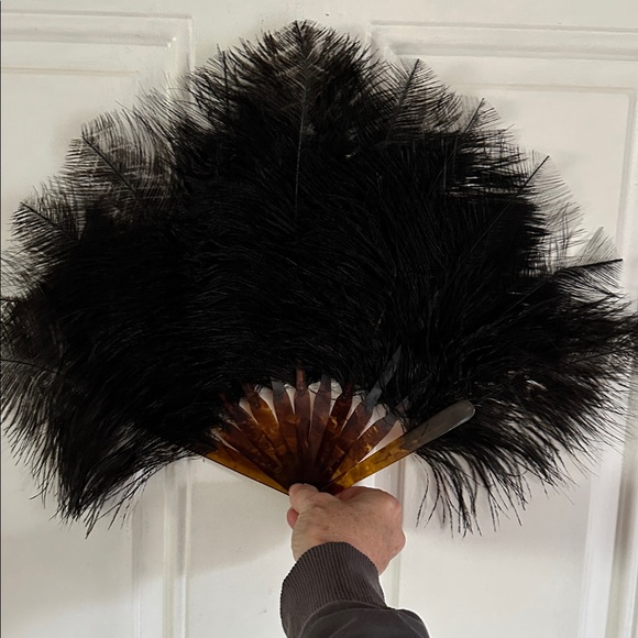 Black Ostrich Feather Art Deco Fan. Vintage. Victorian.  Stunning. PRICE DROP - Picture 6 of 6